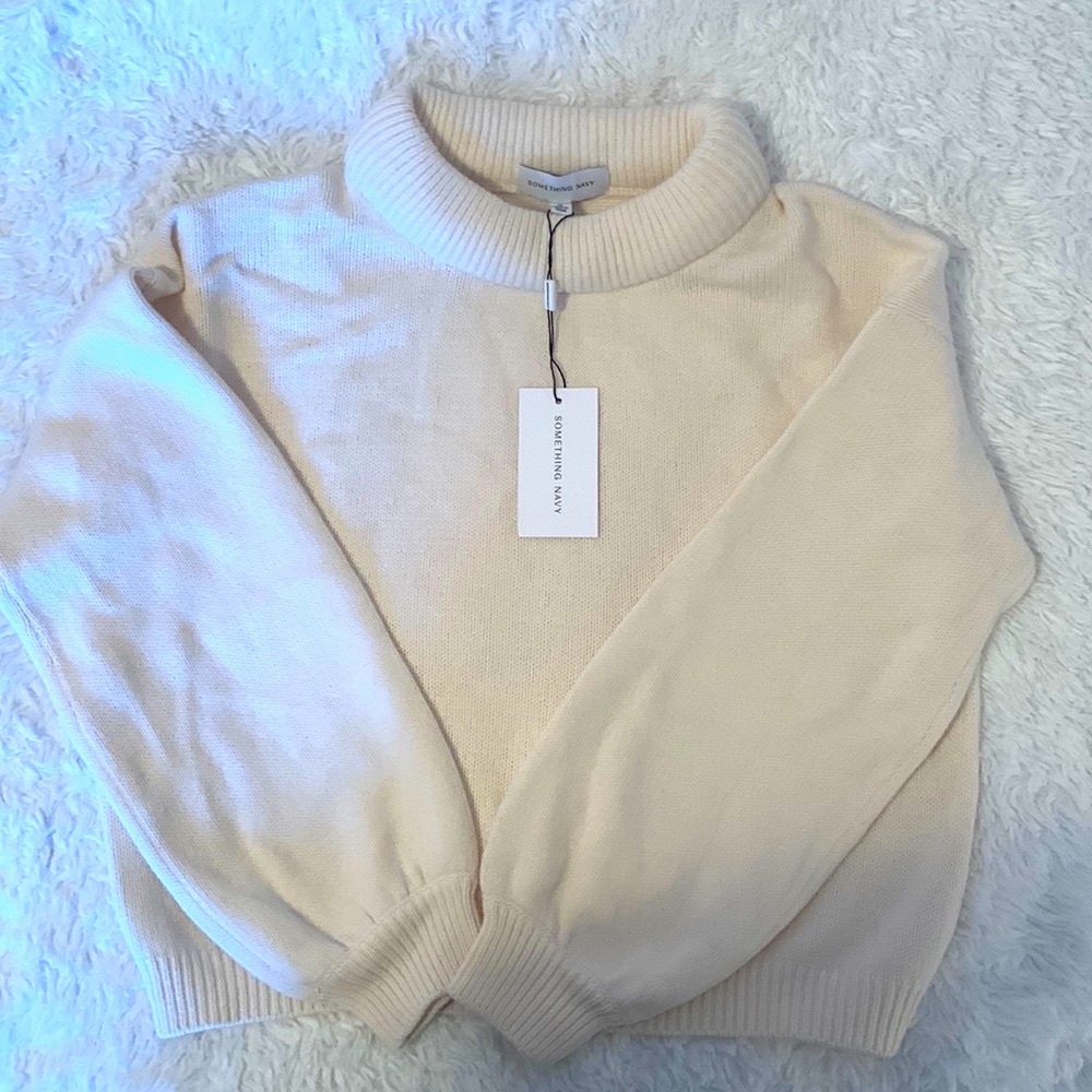 Something Navy mock neck sweater